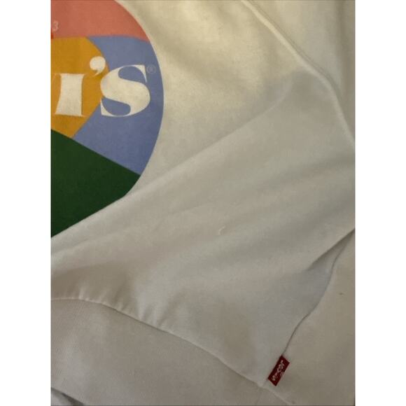 Levis Women’s White Cropped Logo Sweatshirt Size Medium EUC - Picture 4 of 7